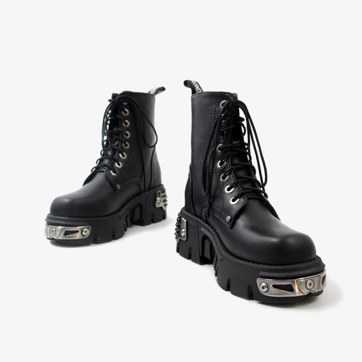 Thick Platform Handmade Women's Ankle Boots, Metal Decor Women's Boots with Biker Punk Metal Gothic 1 1 Black 34 