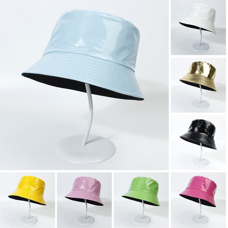 Raver Festival Leather Bucket Hat |  90s streetwear Unisex Cool Leather Fisherman Hat | Satin-Processed Cotton in Multiple Colors loveyourmom Love Your Mom   