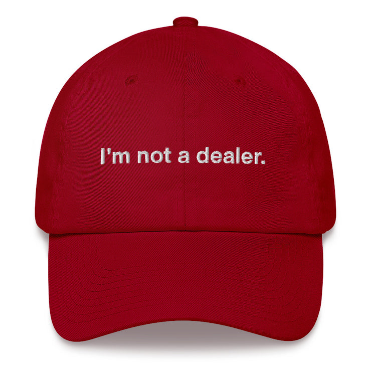 I'm not a dealer Hat, Funny Rave Techno Festival Hat - Dj, Raver, Bartender Gifts.  Love Your Mom  Cranberry  