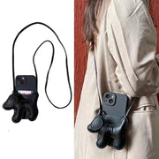 Dog Crossbody iPhone 14 Case + Leather Rope, Super Cute Black Dog iPhone Wallet Bug. 1 Love Your Mom   