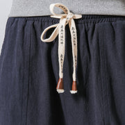 Japanese Linen Men's Casual Foot Pants | Causal Drawstring Elastic Waist Harem Pants | Lightweight Bloomer Trousers Loose Yoga Pants  wegodark   