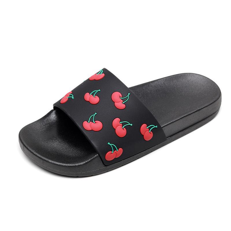 Cute Cherries Slides Home Slippers Red Black White Beach Slides