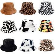 Cool Raver Festival Fur Plush Bucket Hat - Leopard. loveyourmom Love Your Mom   