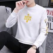 Chinese Style Crane Embroidered Shirt, Round Neck Long Sleeve Cozy Sweater Shirt, Aesthetic Streetwear Graphic Shirt, Chinese Pullover Shirt 1 Love Your Mom White 2 2XL 