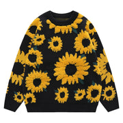 Knitted Sunflower Harajuku Y2K Sweater Winter Sweater Streetwear Sweatshirt 1 1 Black L 