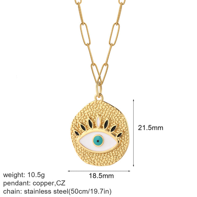 Evil Eye Necklace, Nazar Necklace Evil Eye Protection Necklace Spiritual Gift her, Hand of Fatima jewellery Charm Layering Necklace 1 1 AC210331G5NK008G5  