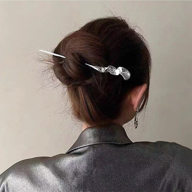 Modern Hairpin, Hair Bun Maker, Metal Hair Chopstick, Chinese Hair Stick 1 1 Silver  