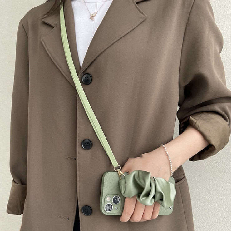 Cute Silk Cloth Wristband iPhone 13/14 Case + Green Crossbody Bag For Her 1 Love Your Mom Light Green Crossbody IPhone11 