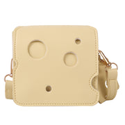 Small Cheese Square Shape Bag, Minimalist PU Leather Cosmetic Bag, Shoulder Crossbody Bag, Elegant Handbag, Earphones Lipstick Purses, Kawaii Bag 1 1 Yellow A  