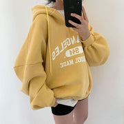 Retro Los Angeles Oversized Hoodie, Women Hooded Fleece Jacket, Zipper Padded Outdoor Cool Travel Hoodie 1 1 Yellow With Plush L 