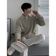 Korean Basic Look, Men Casual Pullover Warm Slim Stand Collar Knitted Pullovers, Half Zip Sweater - Color: khaki, gray, black 1 1 Grey 2XL 