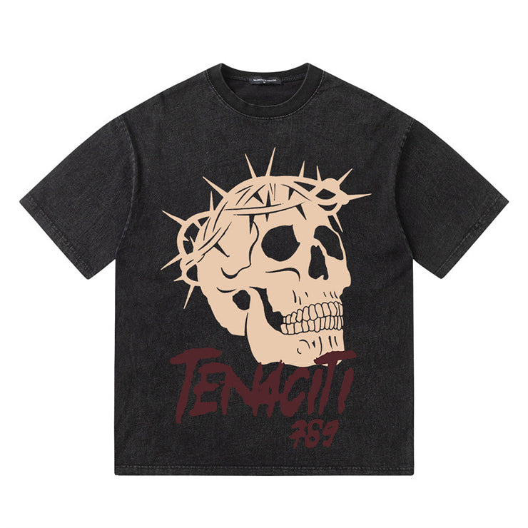 Vintage Skull Shirt, Skeleton Graphic Tshirt, Loose Fit Tactical Skull T-shirt loveyourmom Love Your Mom Black L 