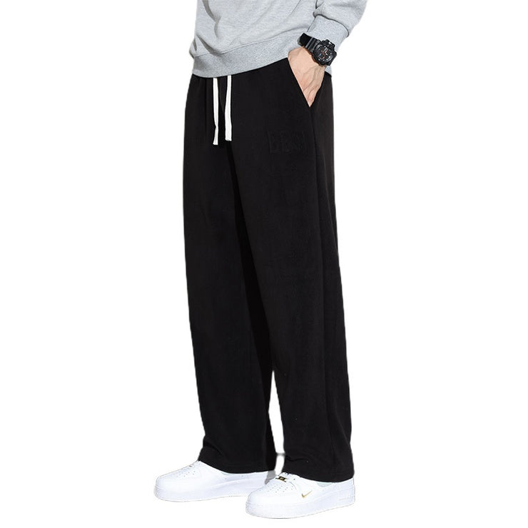 Winter Men's Casual Cashmere Pants Straight Wide-leg Pants, 90s streetwear Warm Fleece Joggers Pants Athletic Track Sherpa Lined Sweatpants loveyourmom Love Your Mom   