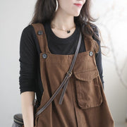 Army Green Brown Oversized Loose women's Harem Carrot Overalls, Simple Casual Oversized Cotton and linen Overalls with Big Pockets 1 1   