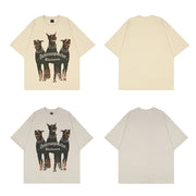 Mens Oversized T Shirt Streetwear Hip Hop Rottweiler Doberman Print, Harajuku Rave Washed Cottonv 1 1   