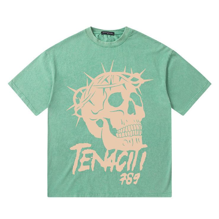 Vintage Skull Shirt, Skeleton Graphic Tshirt, Loose Fit Tactical Skull T-shirt loveyourmom Love Your Mom Green L 