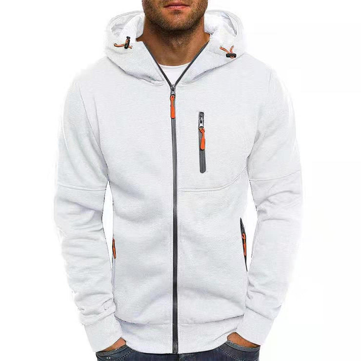 New York Men's Sweater Cardigan Hooded Jacket Zipper Pocket, Jacquard Jacket Sports Fitness Outdoor Leisure Running Solid Color Sportswear loveyourmom Love Your Mom White 3XL 