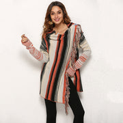 Shawl Striped Tassels Knit Cardigan Sweater, Women's Open Front Long Snowflake Cardigan Casual Fashion Knit Coat Open Front Knitted loveyourmom Love Your Mom orange L 
