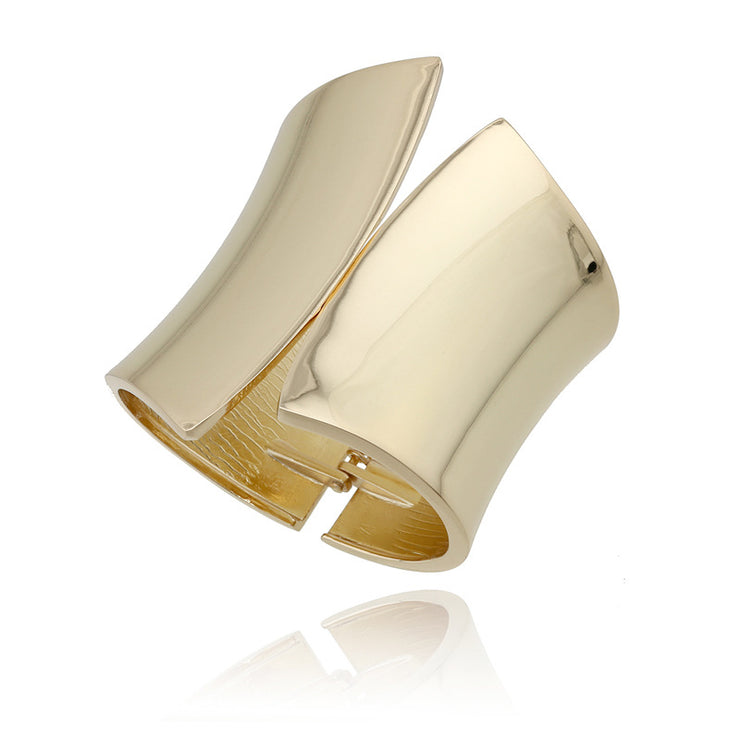 Wide Hinged Cuff Bracelet - Women Chunky Bangle Bracelet Cuff - Color gold / Silver 1 1 Gold  