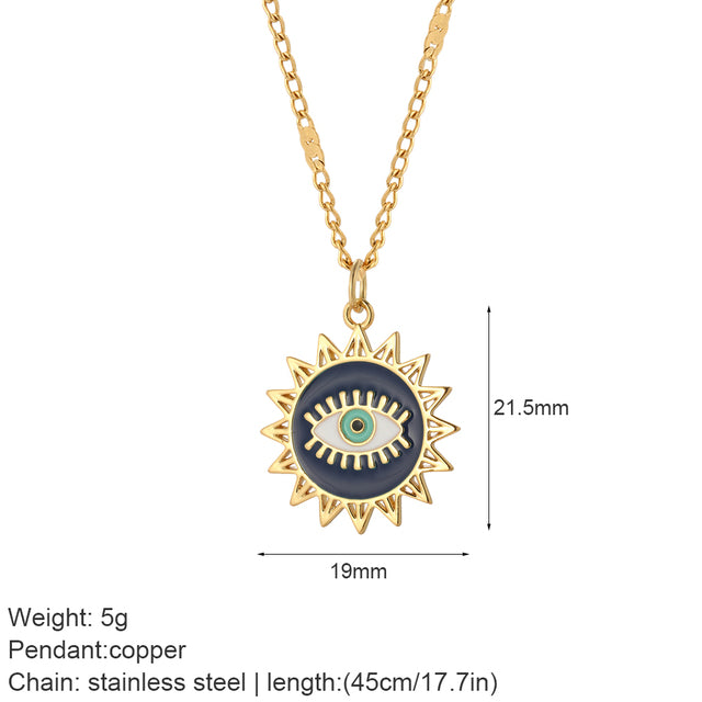 Evil Eye Necklace, Nazar Necklace Evil Eye Protection Necklace Spiritual Gift her, Hand of Fatima jewellery Charm Layering Necklace 1 1 NK066goldAC210377G5  