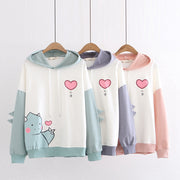Bixin Dinosaur Printed Sweater, Color Block Cute Aesthetic Winter Sweater, Long Sleeve Designer Sweater, Japanese Korean Unisex Sweater 1 1   
