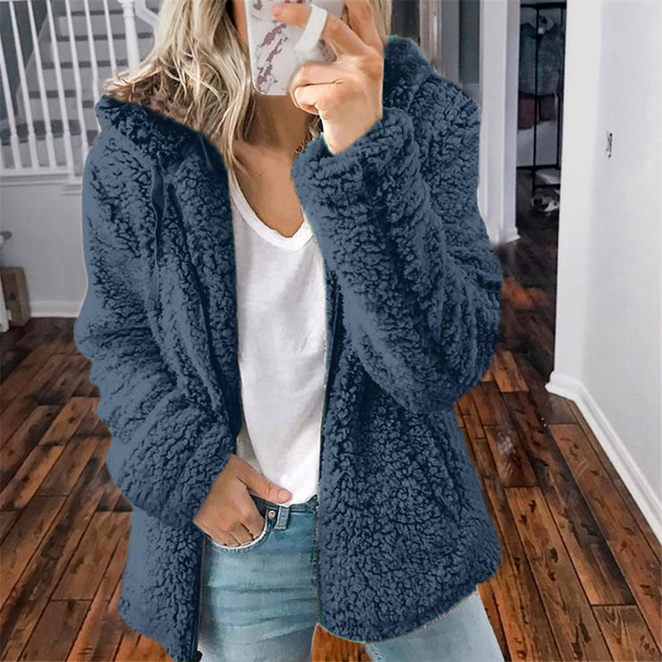 Wool Hooded Jacket for Women, Casual Streetwear Felted Wool Jacket, Warm Cozy Stylish Jacket, Designer Elegant Jacket, Fashion Outerwear 1 1 Blue 3XL 