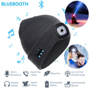 Bluetooth LED Beanie Hat, Dual stereo headphones warm hat bluetooth 5.0 headset LED lighting wireless music player dimmable light mobile phone call hats 1 1   