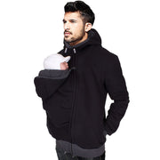 Black Kangaroo Pocket Hoodie for Mens, Multifunctional Dad Pullover Sweater, Aesthetic Zipper Baby Carrier Pocket Hoodie, Father’s Day Gift 1 1   