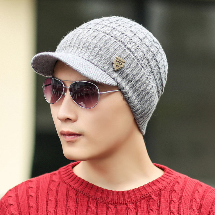 Cool London Knitted Baseball Cap Hat, Male Outdoor Winter Windproof Wool Cap loveyourmom Love Your Mom Light Grey  