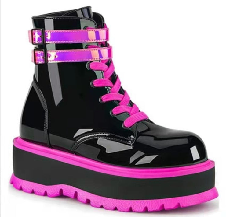 Women's Black Pink Rave platform Boots Shoes,  Techno - Punk Gothic Style Black Woman Ankle Boots 1 1 Purple 35 