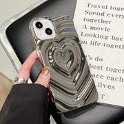3D Heart Water Ripple iPhone Case, Cute iPhone Gothic case for her Phone Case 1 Light silver IPhone12 
