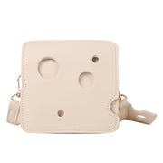 Small Cheese Square Shape Bag, Minimalist PU Leather Cosmetic Bag, Shoulder Crossbody Bag, Elegant Handbag, Earphones Lipstick Purses, Kawaii Bag 1 1 Beige  