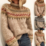 Knitted Mock Neck Sweater, Crochet Warm Cozy Sweater, Vintage Thick Wool Sweater, Chunky Knit Y2K Sweater Women loveyourmom Love Your Mom   