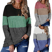 Women's Long Sleeve Casual Pullover Crew Neck Stitching Contrast Color Sweatshirt Loose Trendy Soft Tops for Leggings, color block sweater loose casual top loveyourmom Love Your Mom   