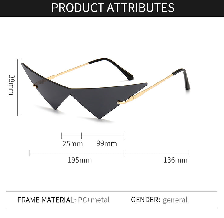Retro Metal Triangle Sunglasses, Catwalk Sunglasses, Triangle Lens 1 1   