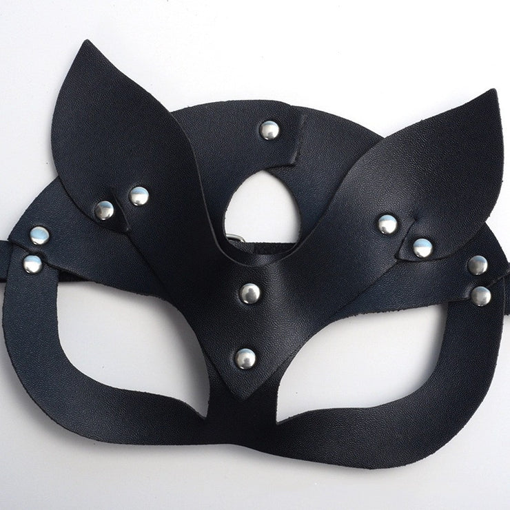 Leather bunny mask, black cosplay games her him gift 1 1   