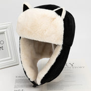 Cat Ears Cute Lei Feng Hat, Women Warm Cotton Hat Ears Caps Russian Hat Bonnet 1 Love Your Mom Black  