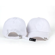 K-pop Baseball Cap, Hip Hop Metal Ring Hat, Unisex Adjustable Hat, Ring Circle Snapback Hats 1 1 White adjustable 