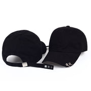 K-pop Baseball Cap, Hip Hop Metal Ring Hat, Unisex Adjustable Hat, Ring Circle Snapback Hats 1 1 Black adjustable 