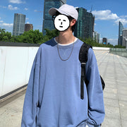 Man Basic Coll Oversize Sweatshirt Sweater, Streetwear Skaters Fashion Solid Color Loose Fit 1 1 Blue 2XL 