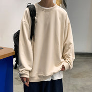 Man Basic Coll Oversize Sweatshirt Sweater, Streetwear Skaters Fashion Solid Color Loose Fit 1 1 Apricot 2XL 
