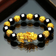 Buddha Stones FengShui Double PiXiu Obsidian Om Mani Padme Hum Wealth Bracelet loveyourmom Love Your Mom O 12mm 