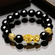 Buddha Stones FengShui Double PiXiu Obsidian Om Mani Padme Hum Wealth Bracelet loveyourmom Love Your Mom D 12mm 
