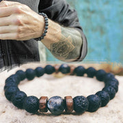 Men's Bracelet with Volcanic Stone, Imitated Obsidian Yoga Energy Bracelet 1 1   