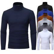 Winter Men's Casual Mock Turtleneck Shirt, Slim Fit Basic Tops, Slim Fit Solid Color Half High Neck Long Sleeved T-Shirt Tight Bottoming loveyourmom Love Your Mom   