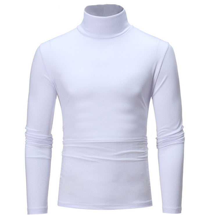 Winter Men's Casual Mock Turtleneck Shirt, Slim Fit Basic Tops, Slim Fit Solid Color Half High Neck Long Sleeved T-Shirt Tight Bottoming loveyourmom Love Your Mom White 2XL 