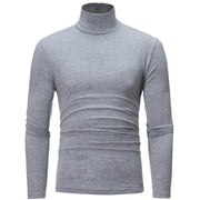 Winter Men's Casual Mock Turtleneck Shirt, Slim Fit Basic Tops, Slim Fit Solid Color Half High Neck Long Sleeved T-Shirt Tight Bottoming loveyourmom Love Your Mom Light Grey 2XL 