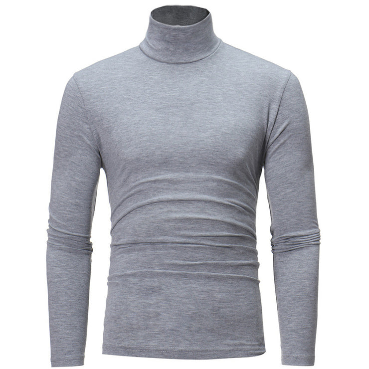 Winter Men's Casual Mock Turtleneck Shirt, Slim Fit Basic Tops, Slim Fit Solid Color Half High Neck Long Sleeved T-Shirt Tight Bottoming loveyourmom Love Your Mom Light Grey 2XL 