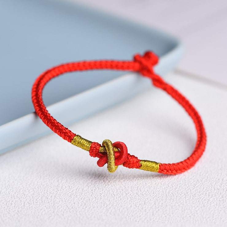 Buddha Red Lucky Golden Bead Braided String Bracelet, The Year Of The Rat Anklet Bracelet loveyourmom Love Your Mom Red 16cm 