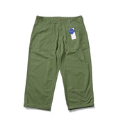 Cropped Overalls Wide-Leg Cotton Pants, Rave Loose Trend Straight-Leg Pants, Color: Black,Green,Khaki 1 1 Green 2XL 